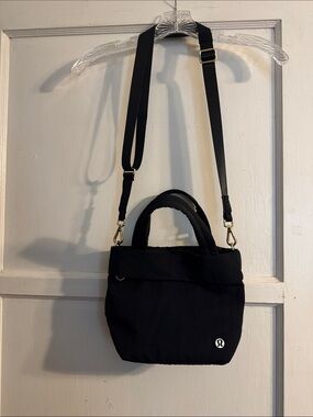 lululemon athletica Black Tote with Gold Logo Accent